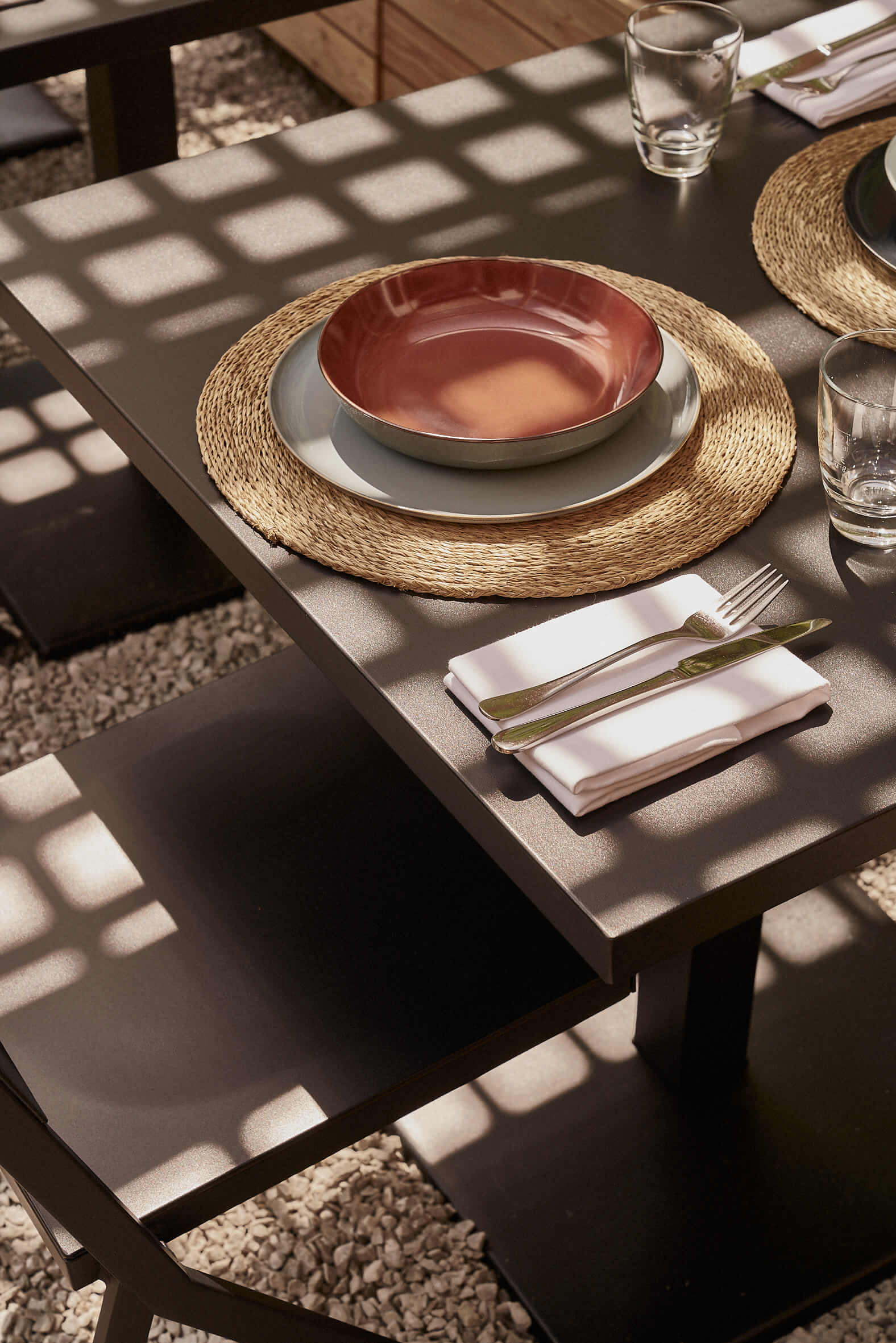 Bold Campus Atrium Terrace Laid Table Closeup