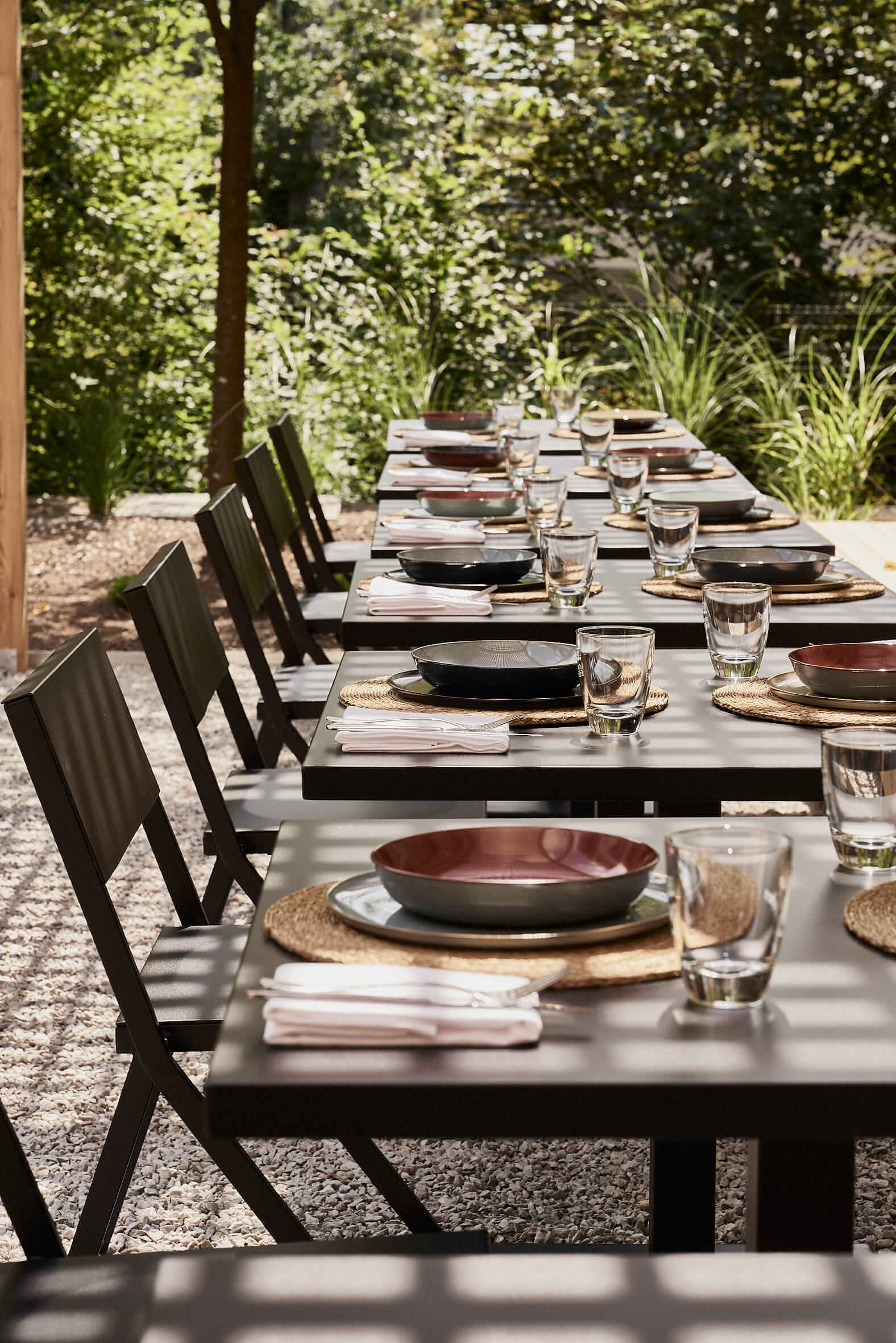 Bold Campus Atrium Terrace Laid Table Detail